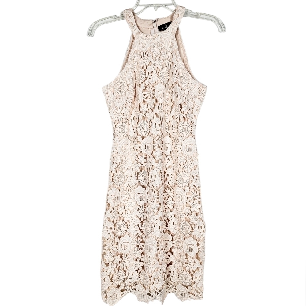 LULUS Love Poem Blush Pink Lace Mini Dress NWT pink blush - Picture 2 of 8
